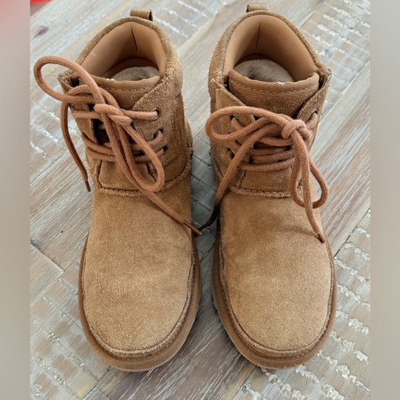 UGG Neumel Hiker Boot Chukka Suede Chestnut Sherpa Lined Lace Up Size 5 - Picture 4 of 7